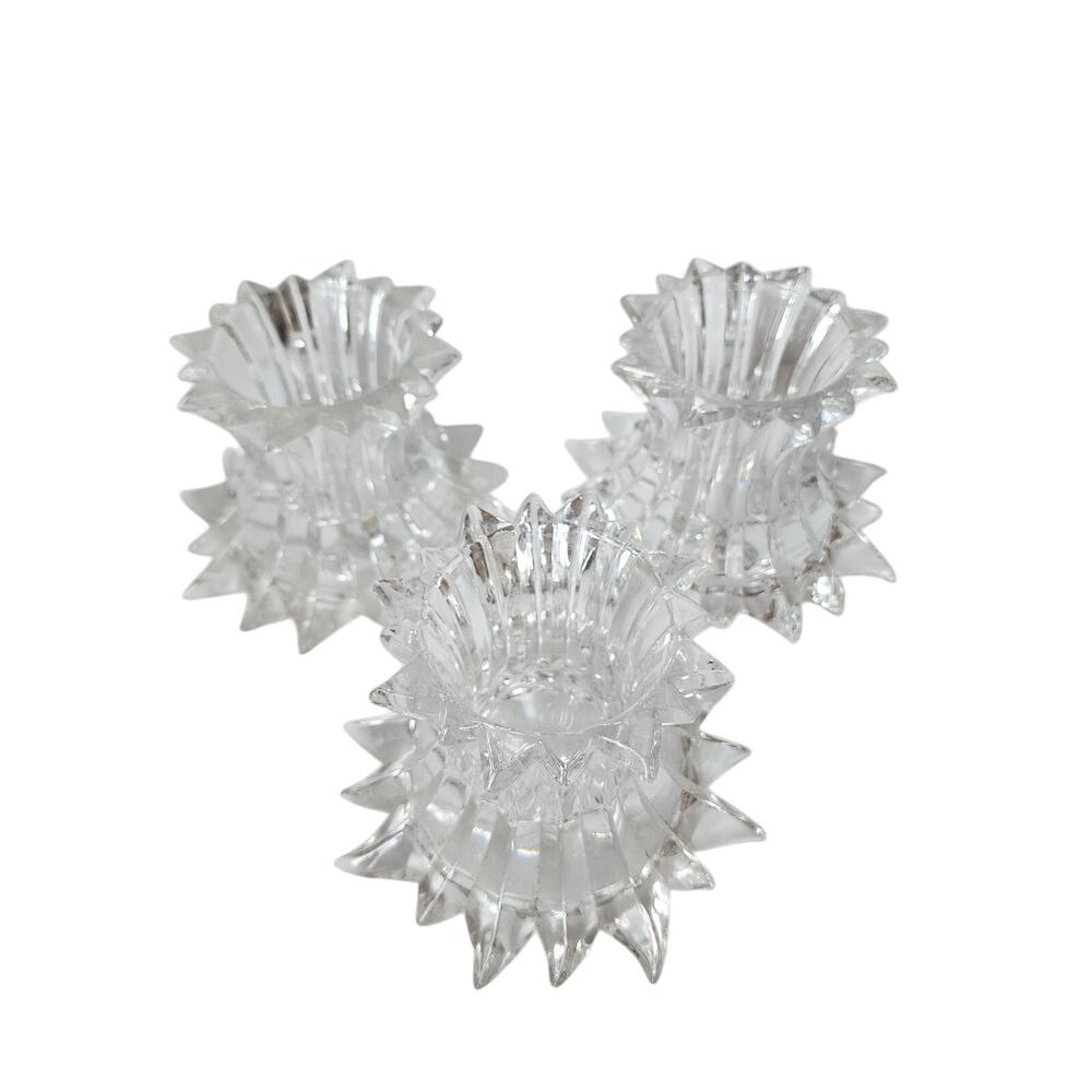 Vintage PartyLite Aurora Lead Crystal Votive Pillar Candle Holder Lot Of 3